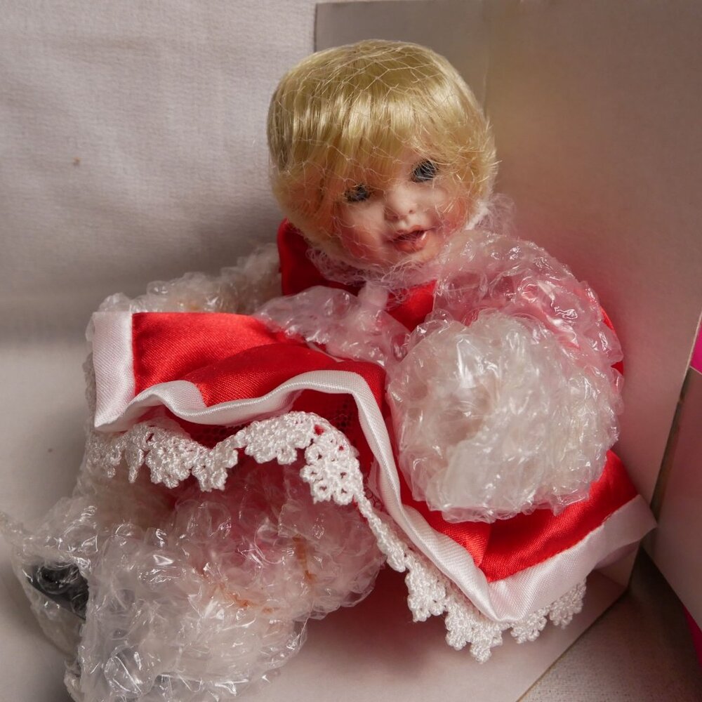 Marie Osmond Santa Baby Tiny Tot Doll With Box COA Necklace & Santa Hat NIB